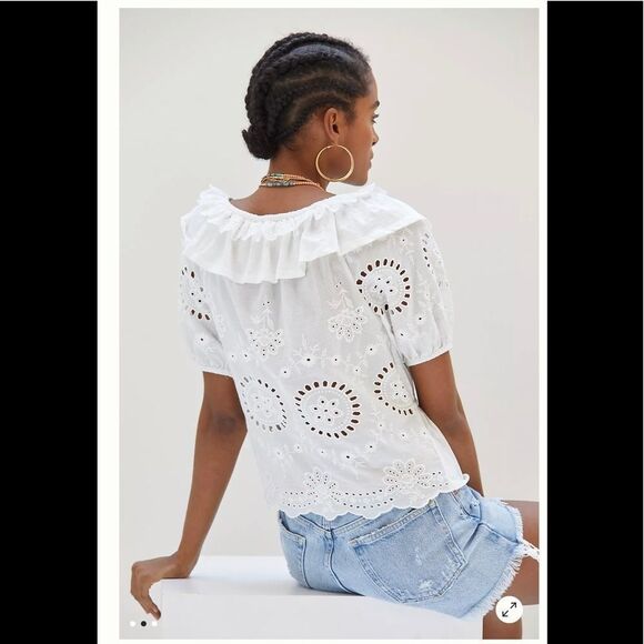 Anthropologie I Forever That Girl Ruffled Eyelet Top - Picture 3 of 3
